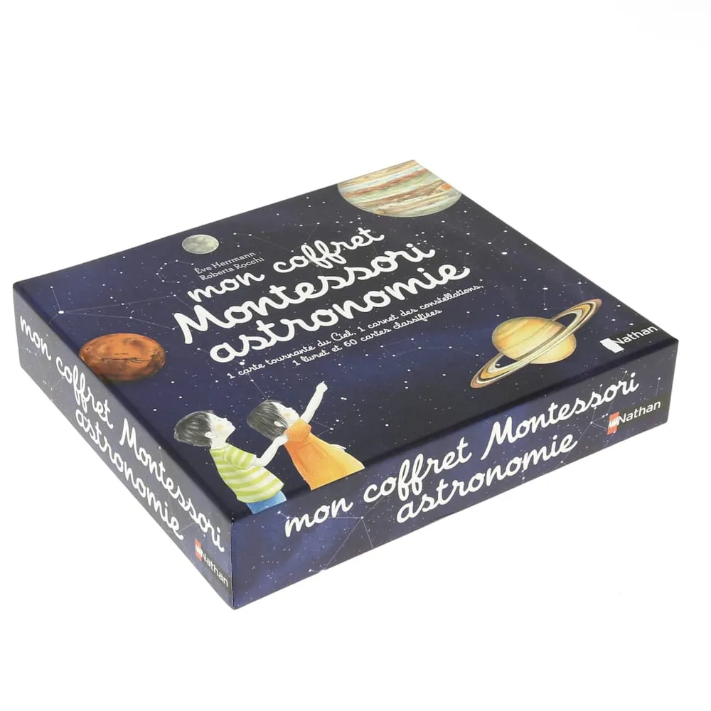 Coffret Montessori astronomie de Nathan, vue de la boîte
