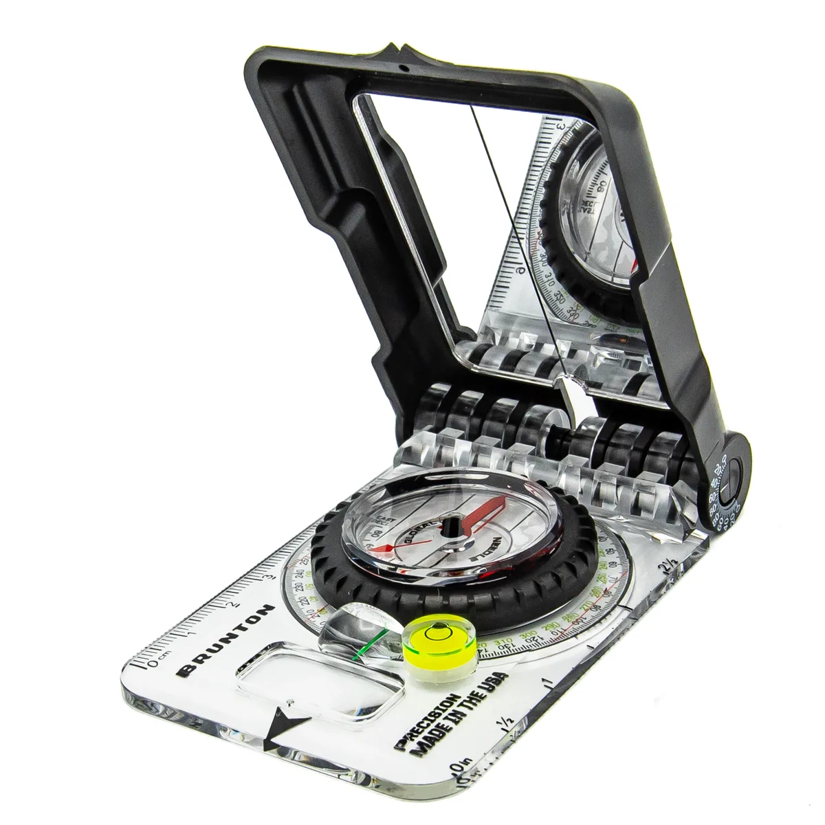 Boussole Brunton TruArc 15 avec son miroir de visée relevé