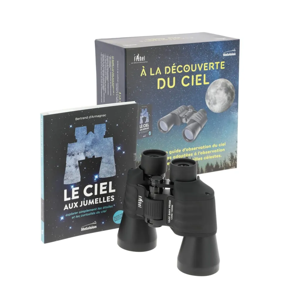 Coffret Découverte du ciel avec jumelles 10x50 et guide d'observation