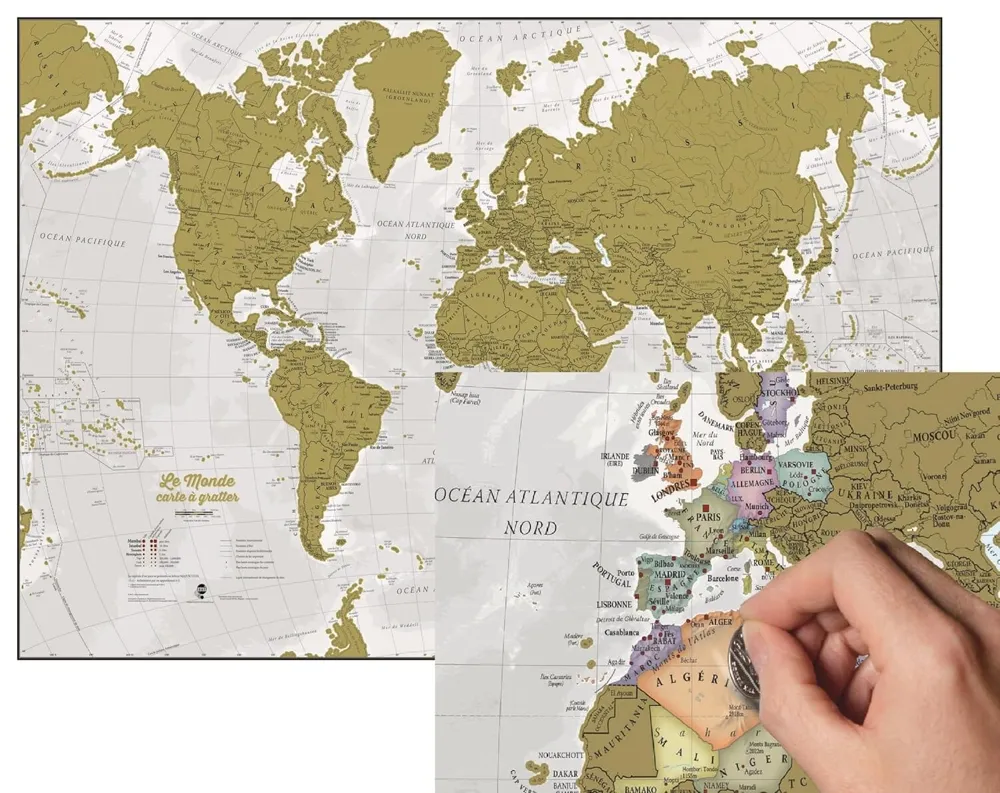 Carte du monde à gratter Maps International 84 x 59 cm
