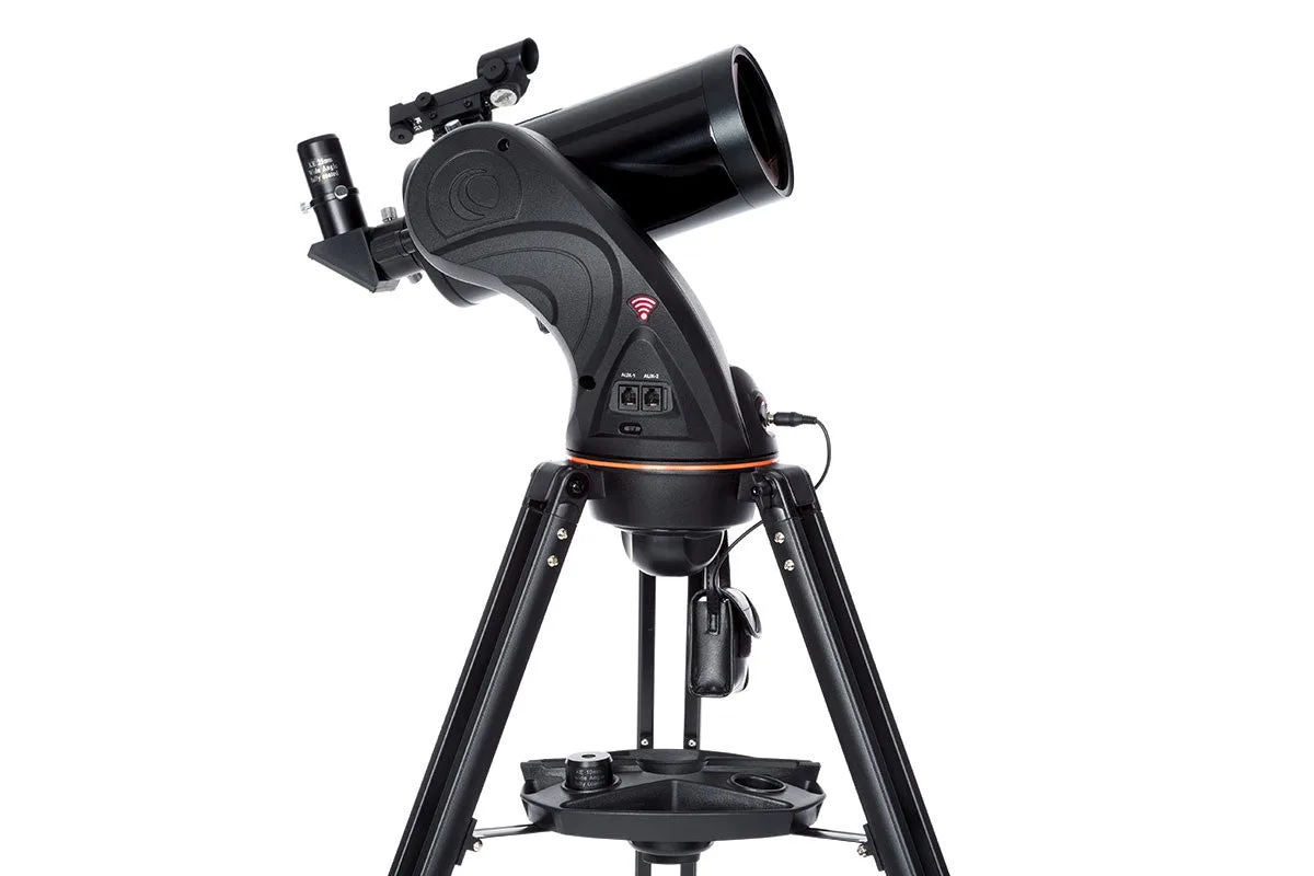 Télescope Celestron Astro Fi 102 noir sur sa monture à bras unique et son trépied