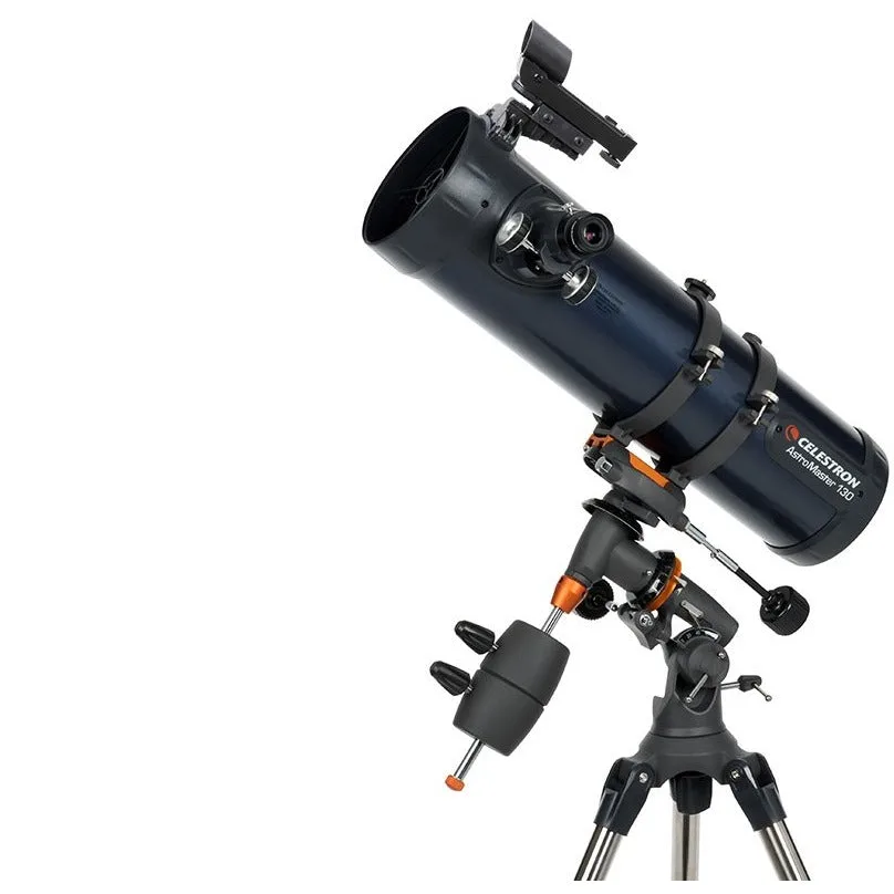 Télescope Celestron AstroMaster 130EQ bleu sur sa monture équatoriale CG-3