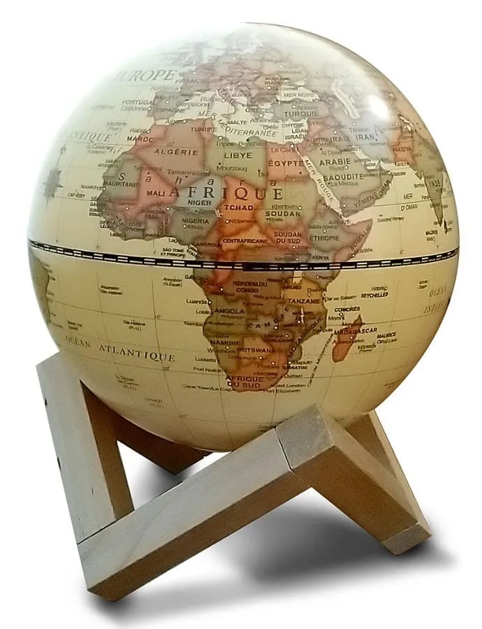 Globe lumineux de 14 cm style antique sur support en bois