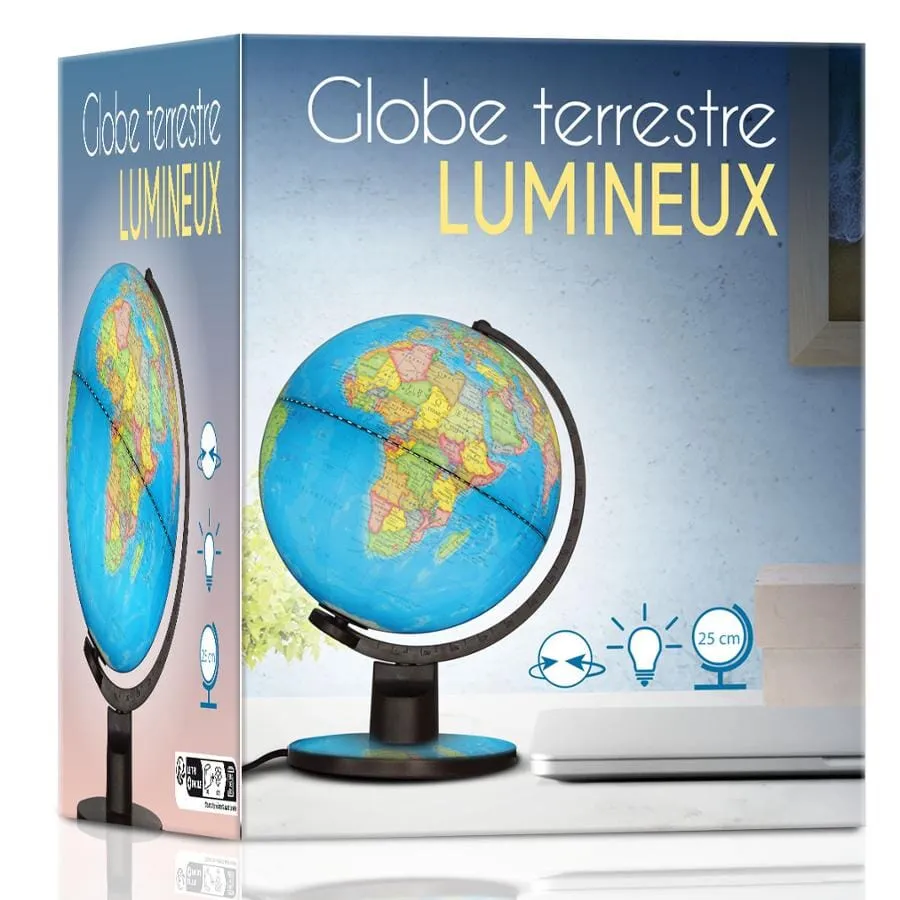 Autre vue du globe lumineux rotatif de 25 cm