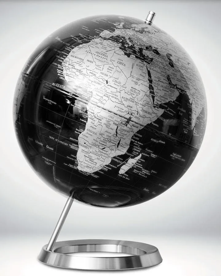 Globe noir incliné 30 cm pied chrome