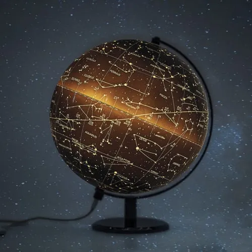 Globe des constellations de 25 cm sur pied noir