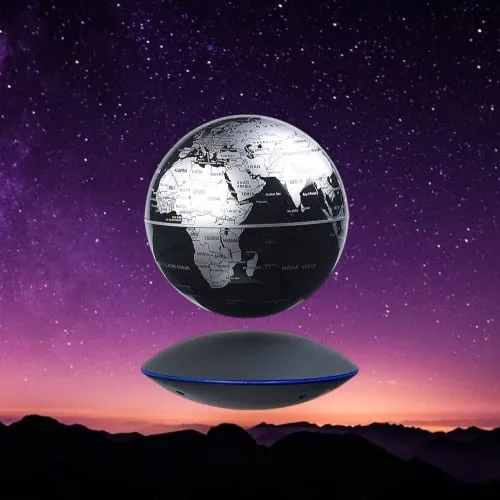 Globe noir-argent en lévitation Geolite de 15 cm
