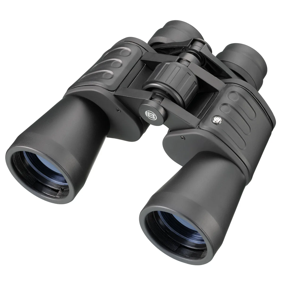 Jumelles Bresser Hunter 10x50 noires à prismes de Porro, vue de trois quarts