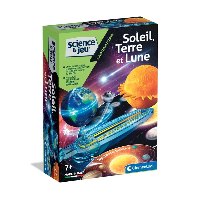 Coffret Soleil, Terre et Lune de Clementoni, boîte de la gamme Science et Jeu