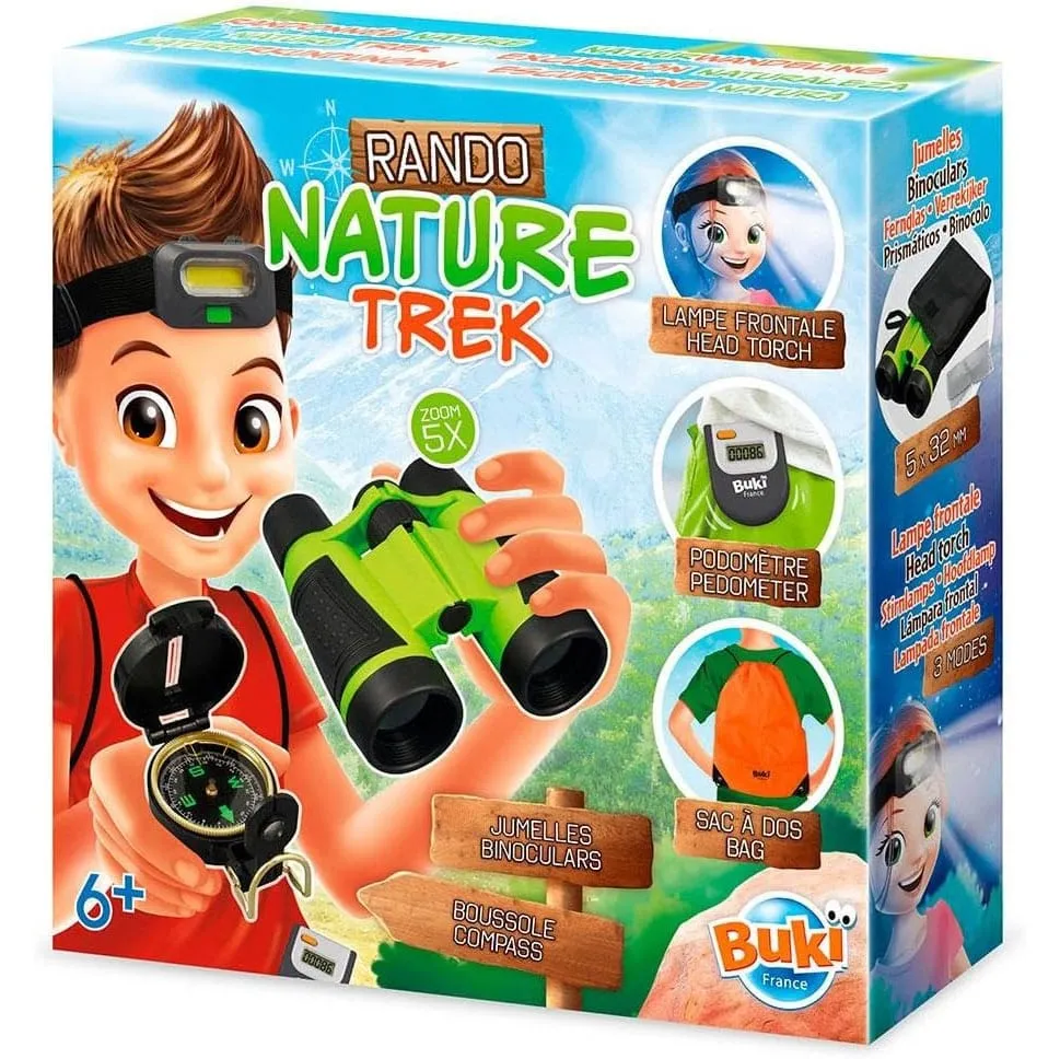 Kit explorateur nature Buki avec jumelles, boussole, lampe frontale et podomètre