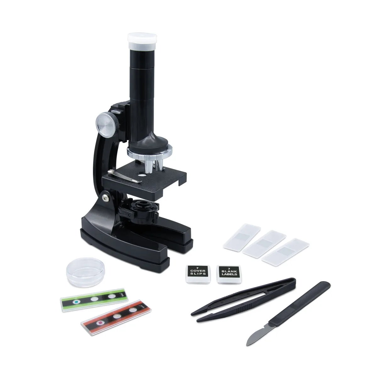 Microscope Buki 20 expériences avec lames, pince et accessoires