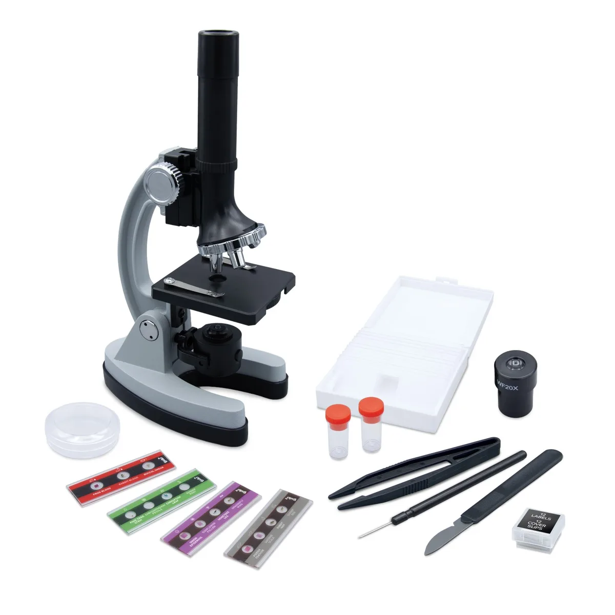 Microscope Buki 40 expériences avec lames, oculaire et accessoires