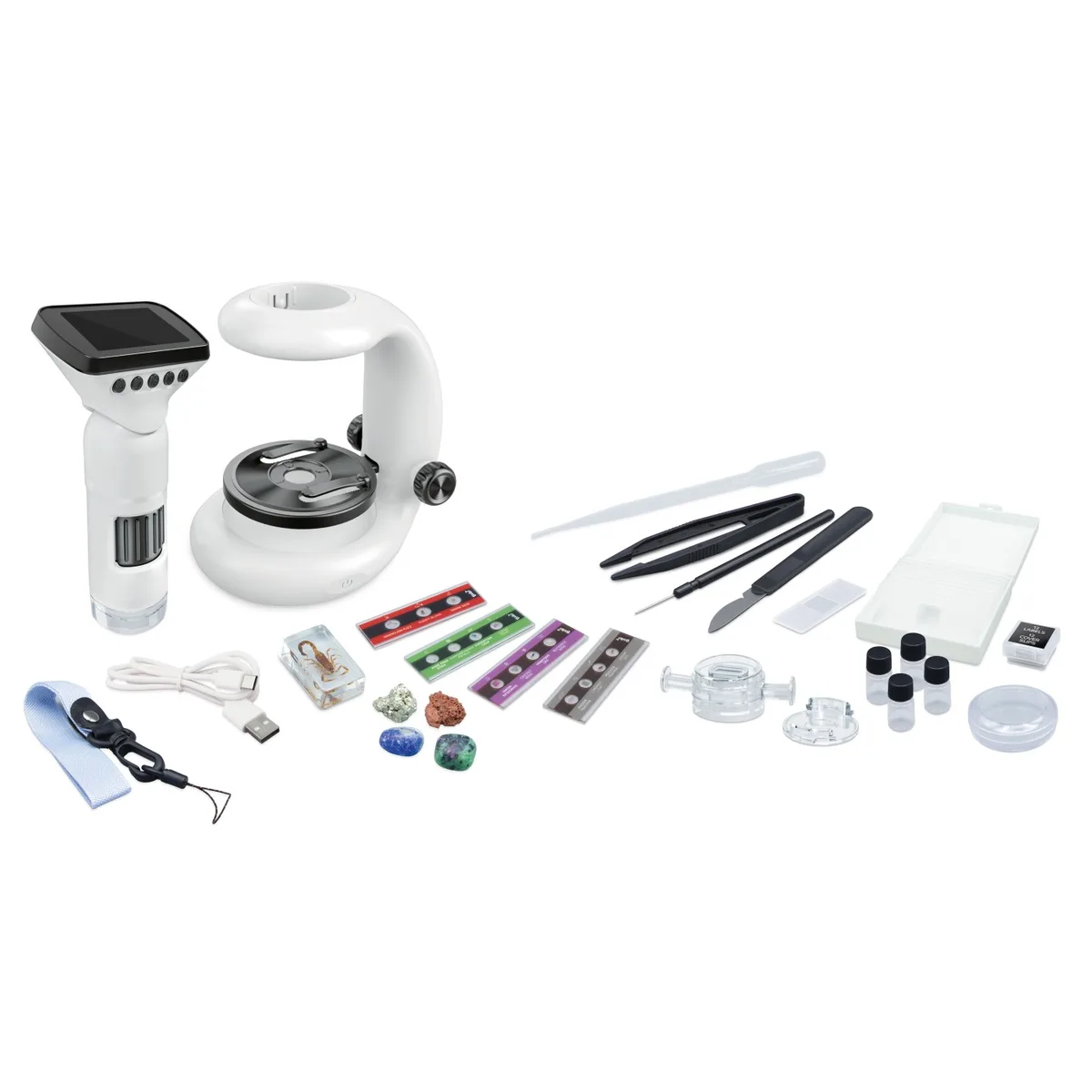 Microscope vidéo expert Buki avec écran et accessoires