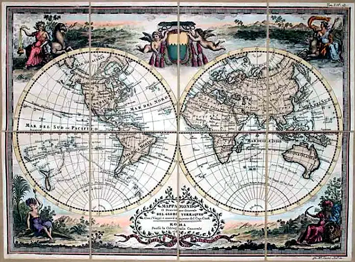 Planisphère Cassini du capitaine Cook (1788)