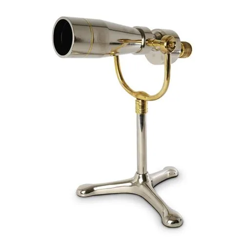Desk Telescope Authentic Models KA044, tube argenté sur un support laiton à trois pieds