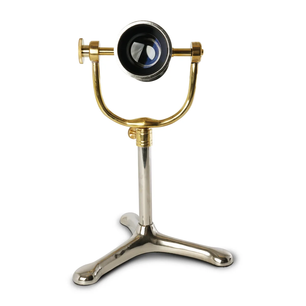Desk Telescope Authentic Models vu de face, avec sa lentille et son support laiton